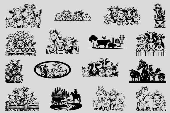 Download Farm Animal Svg Bundle, Animals Clipart - Art Collection