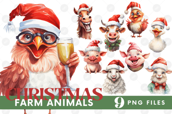 Download Funny Christmas Farm Animals Clipart PNG - Art Collection