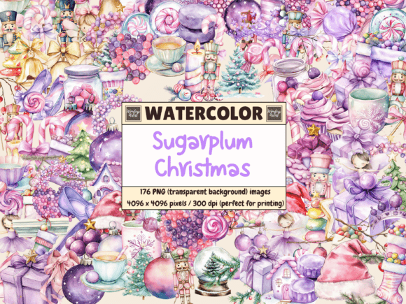 Download Sugarplum Christmas Watercolor Clipart - Art Collection