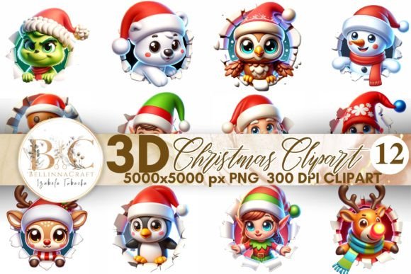 Download 3D Cute Christmas Clipart Xmas Bundle - Art Collection