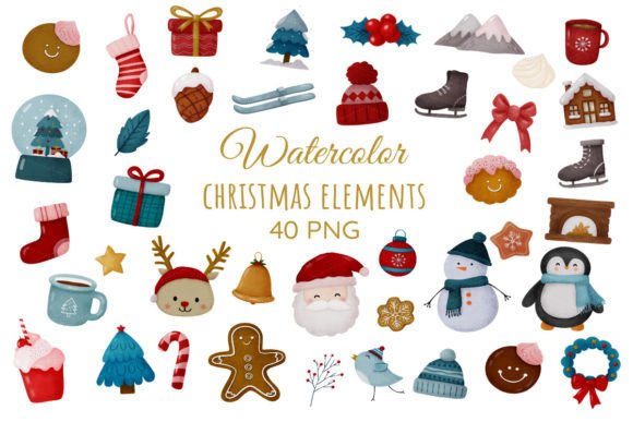Download Cute Christmas Clipart Watercolor PNG - Art Collection