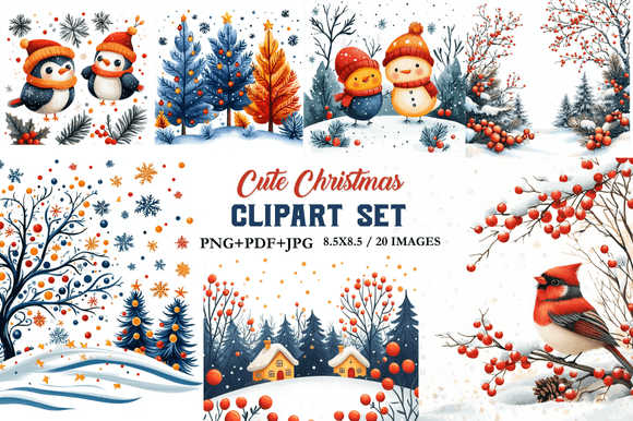 Download Cute Christmas Clipart Set - Art Collection