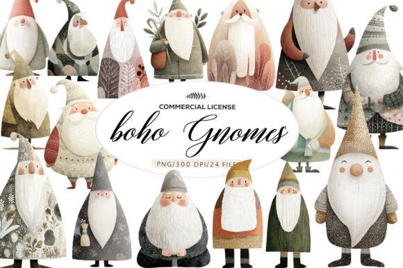 Download Boho Christmas Gnomes Clipart - Art Collection