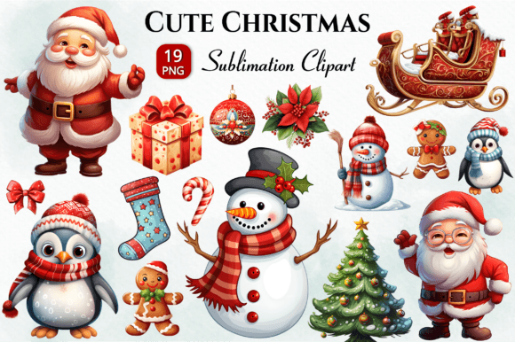 Download Cute Christmas Clipart Bundle PNG - Art Collection
