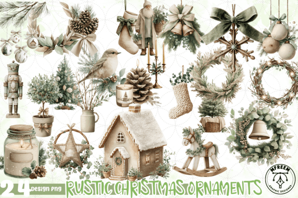 Download Rustic Christmas Ornaments Clipart PNG - Art Collection
