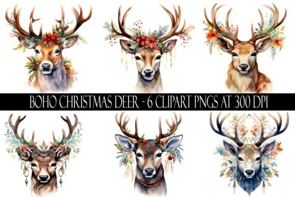 Download Boho Christmas Deer Clipart - Art Collection