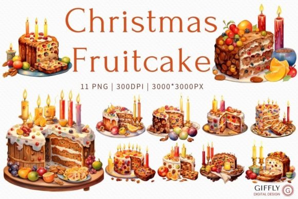 Download Christmas Fruitcake Watercolor Clipart - Art Collection