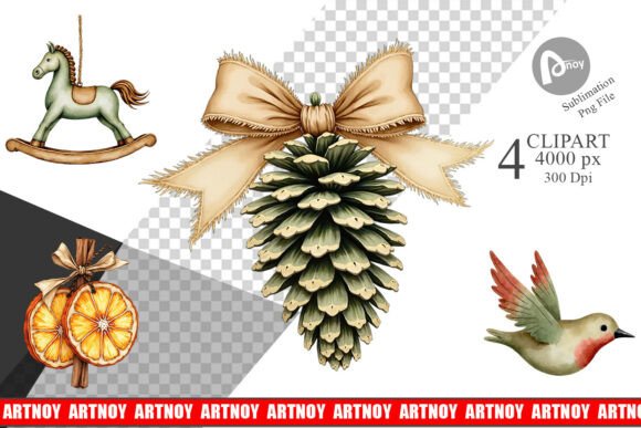 Download Rustic Christmas Ornaments Clipart - Art Collection