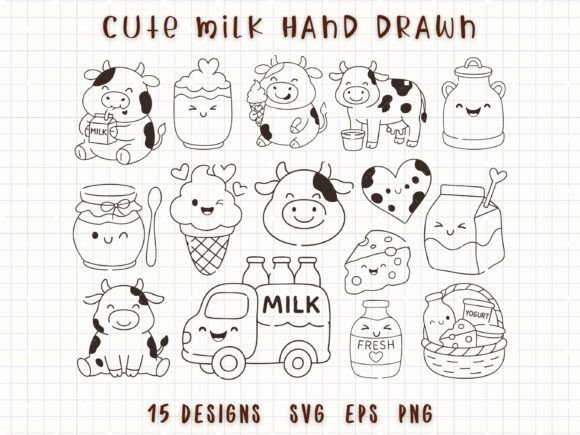 Download Cute Milk Clipart Kawaii Cow SVG - Art Collection