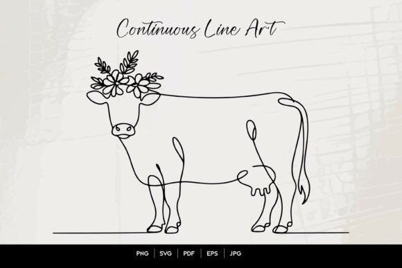 Download Floral Cow Continuous Line Art - Art Collection