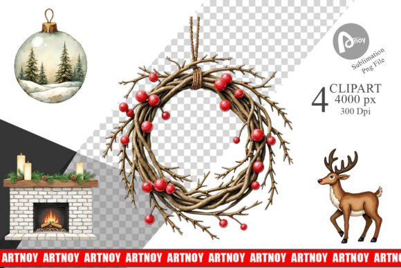 Download Rustic Christmas Ornaments Clipart - Art Collection