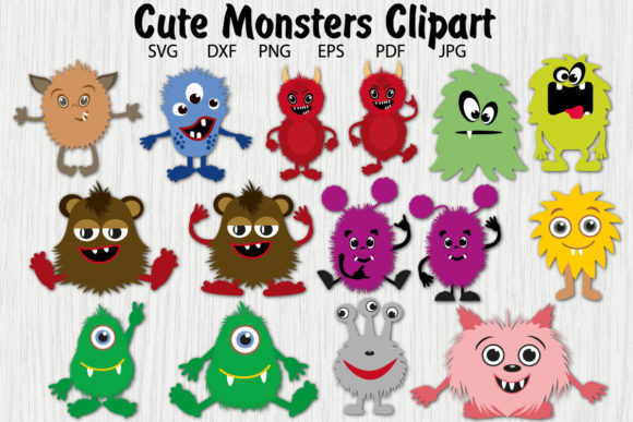 Download Cute Furry Monsters Vector Clipart - Art Collection