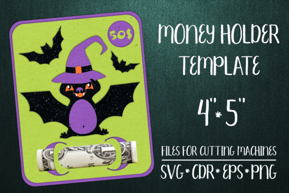 Download Bat Halloween Card Money Holder Template - Premium Resources