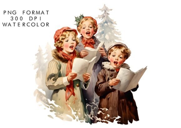 Download Watercolor Christmas Carol Clipart - Art Collection