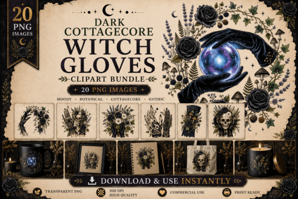 Download Dark Cottagecore Witch Gloves Clipart - Art Collection