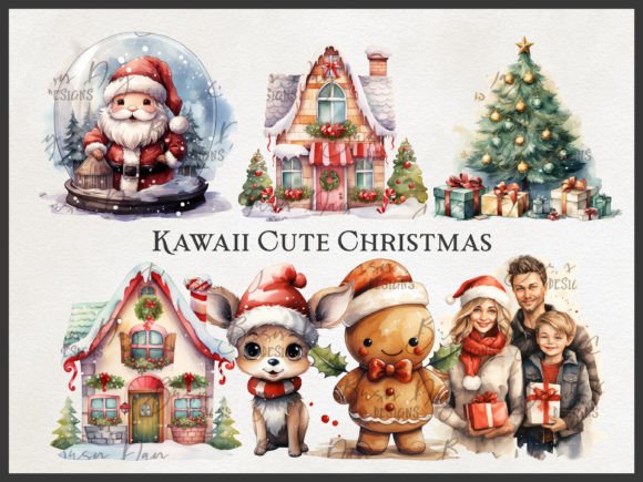 Download Kawaii Cute Christmas Clipart Bundle - Art Collection