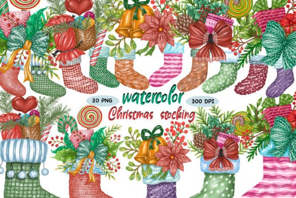 Download Watercolor Christmas Stocking (Clipart) - Art Collection
