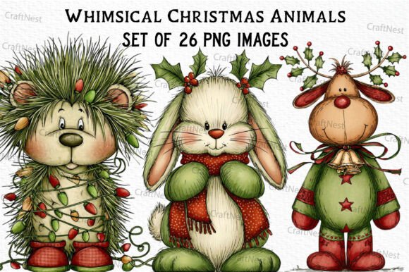 Download Whimsical Christmas Animals Clipart - Art Collection