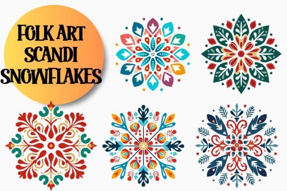 Download Folk Art Scandi Snowflakes - Snowflakes Collection