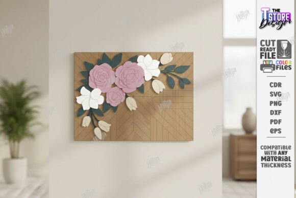 Download 3D Floral Wall Art Laser Cut | Flowers - Art Collection