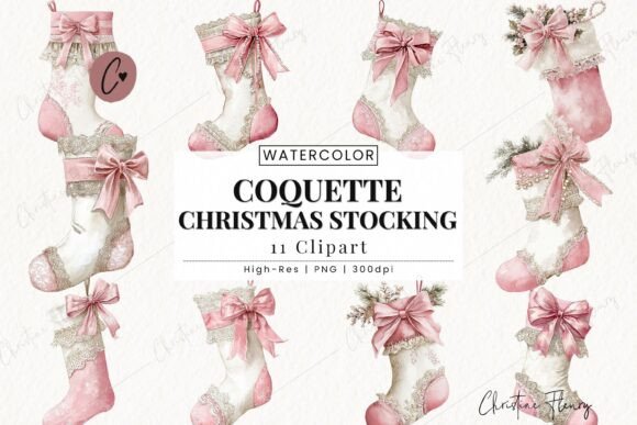 Download Coquette Christmas Stocking Clipart - Art Collection
