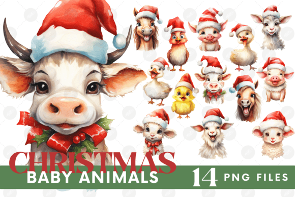 Download Funny Christmas Farm Animals Clipart PNG - Art Collection